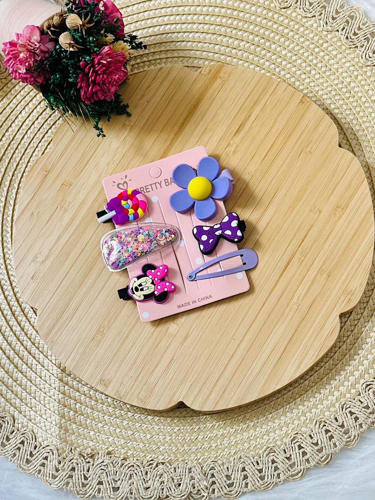 57 - Set 6 Barrettes Purple