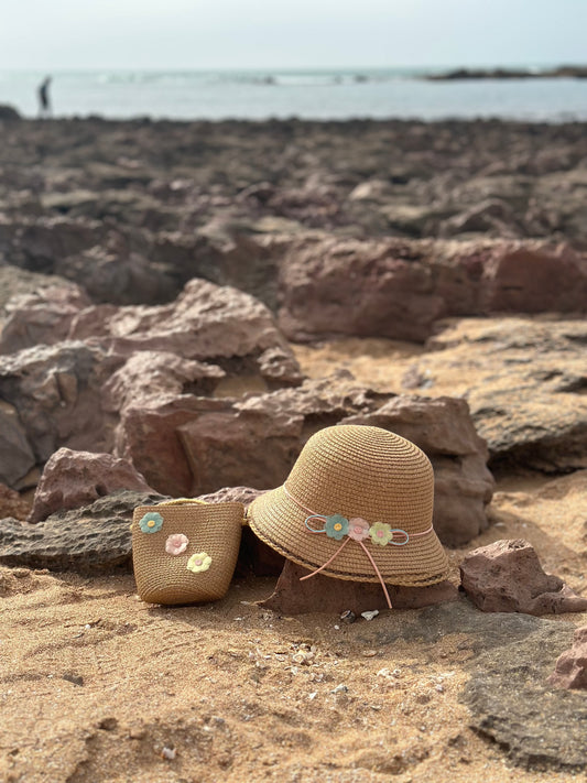 305-Ensemble chapeau et sac Daisy choc