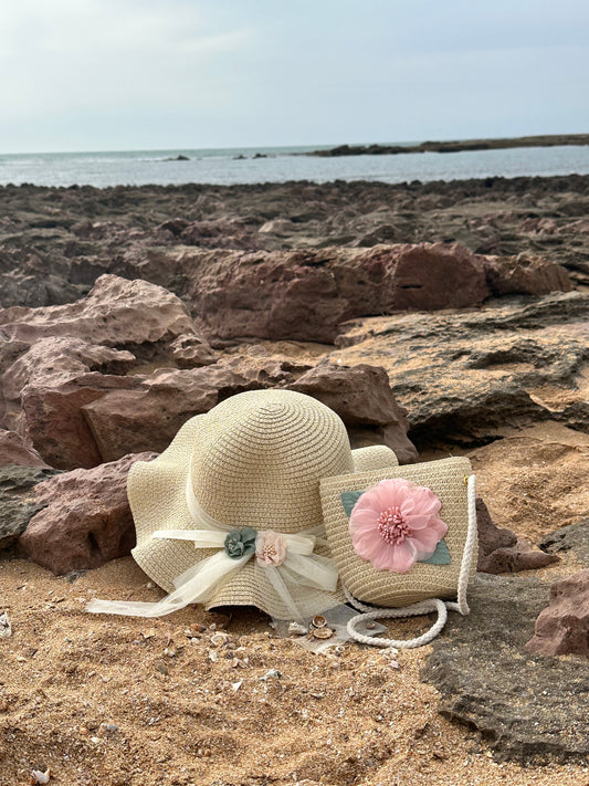 300 -Ensemble chapeau et sac Lily blanc