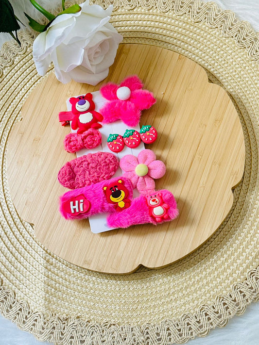 3 - Set de 9 barrettes en fourrure michka