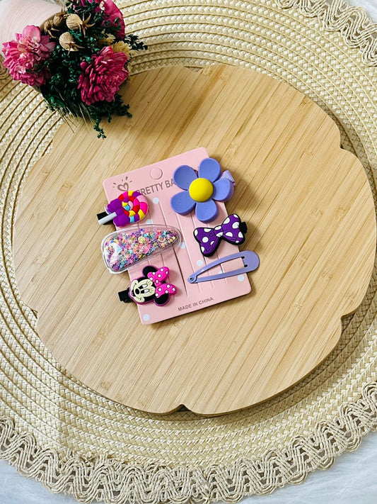 57 - Set 6 Barrettes Purple