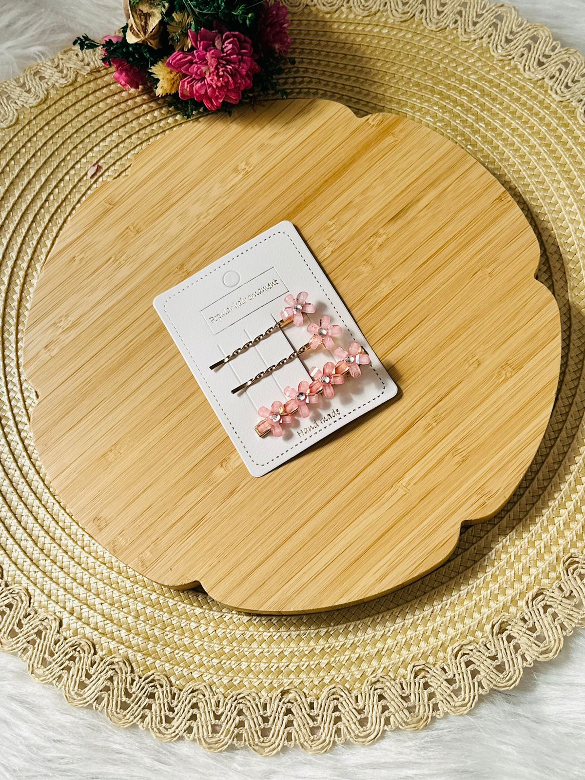 112 - Ensemble de 3 barrettes florales Peony